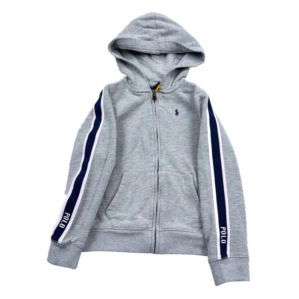 Polo Ralph Lauren Hoodie Girls Size 6 Gray Full Zip Jacket Youth Kids Heather